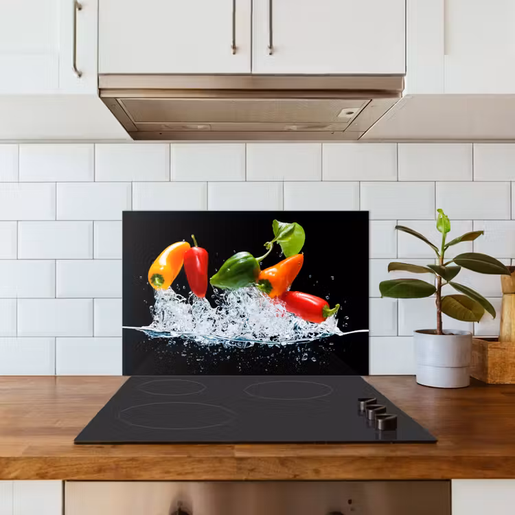 Spatscherm keuken - Kleurrijk Paprika Spektakel — 3