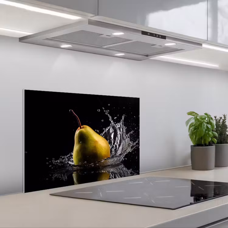 Spatscherm keuken - Peer - Fruit - Water - Zwart — 1
