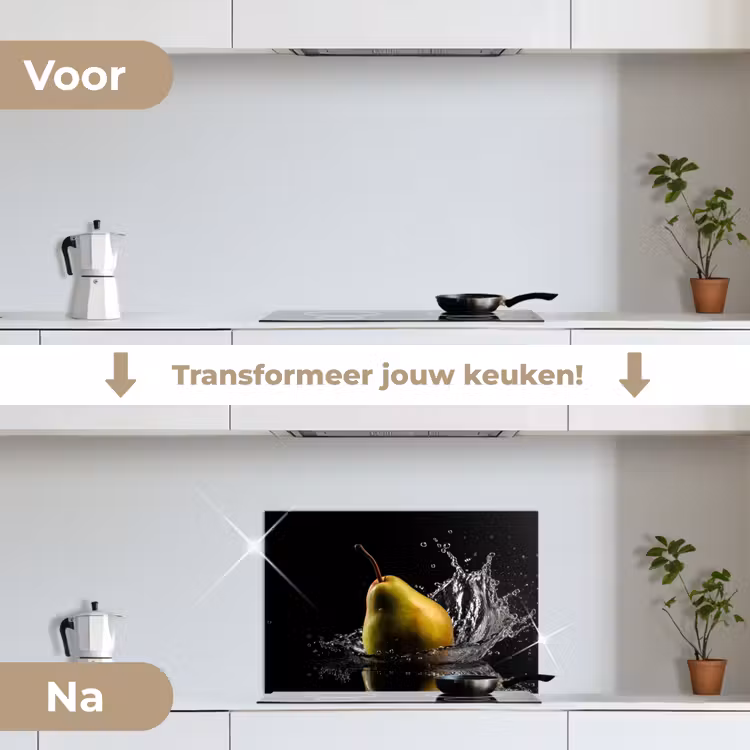 Spatscherm keuken - Peer - Fruit - Water - Zwart — 7