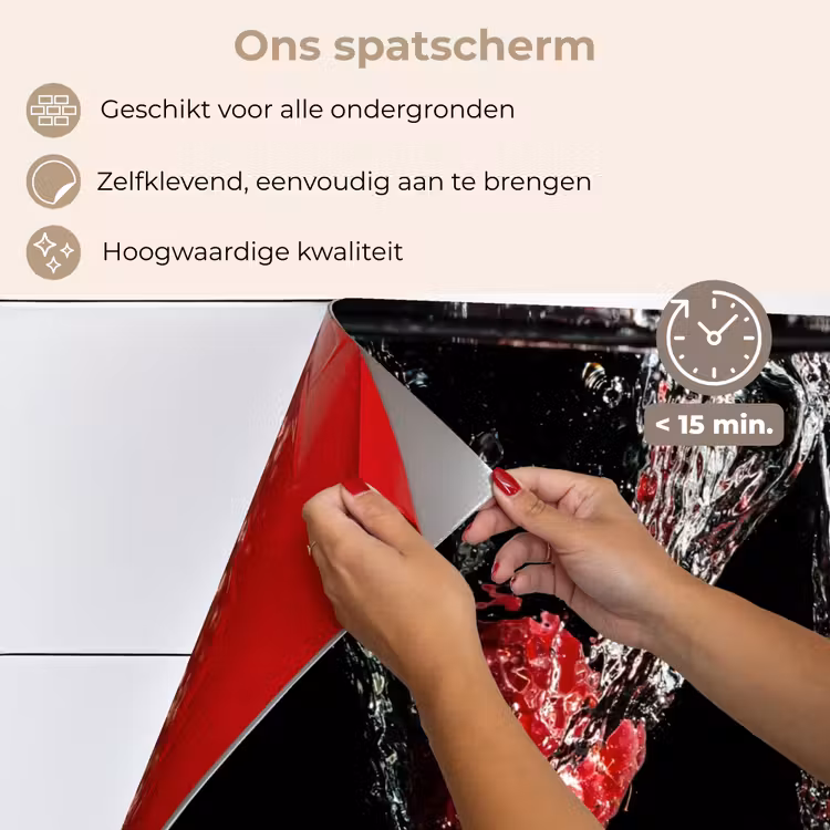 Spatscherm keuken - Rode Frambozen Plons — 4