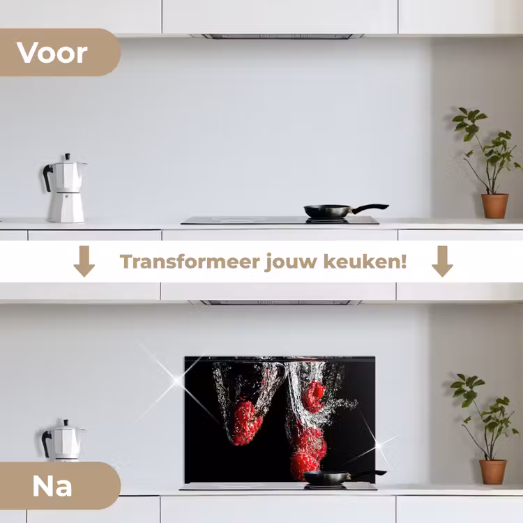 Spatscherm keuken - Rode Frambozen Plons — 7