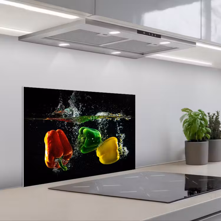 Spatscherm keuken - Waterval van Paprika's — 1