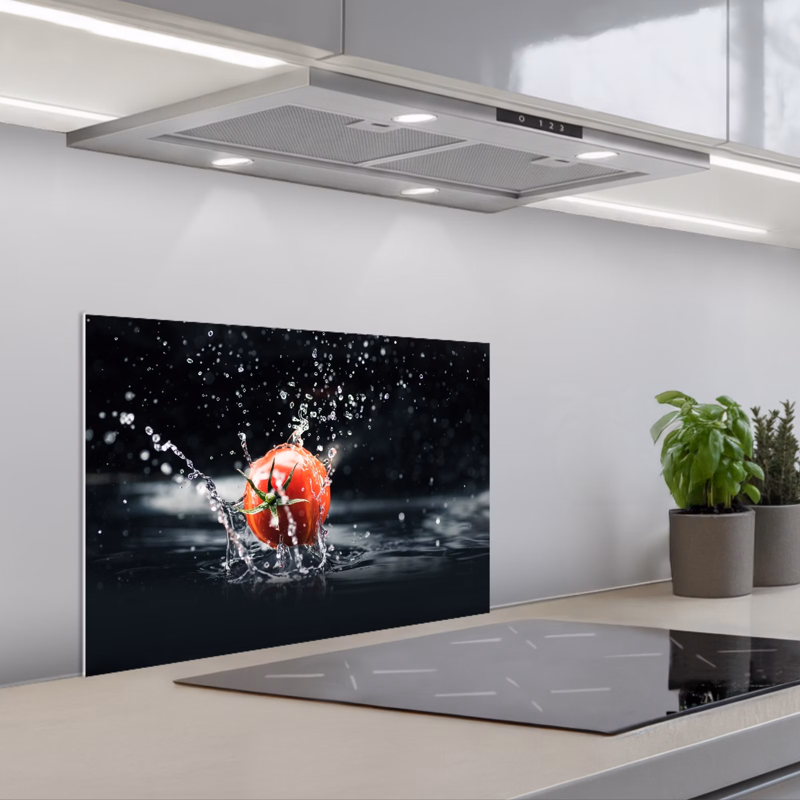 Spatscherm keuken - Tomaten Symfonie in Water — 1
