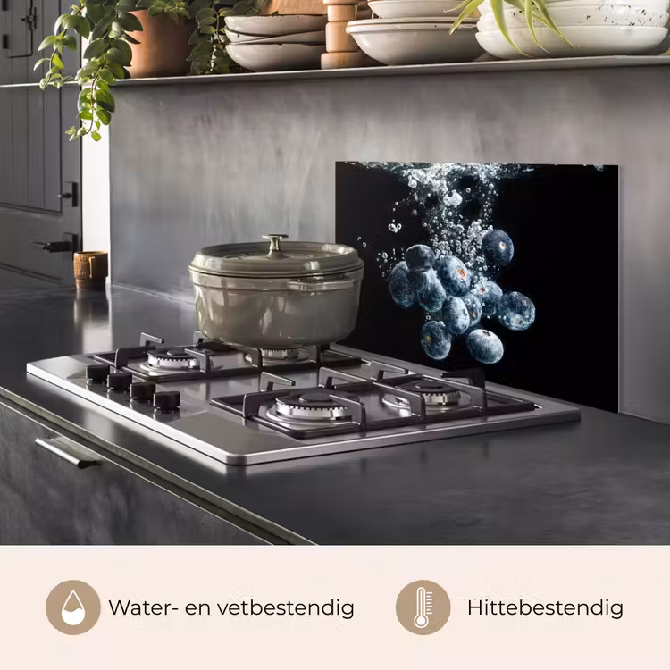 Spatscherm keuken - Bosbessen Duik — 2