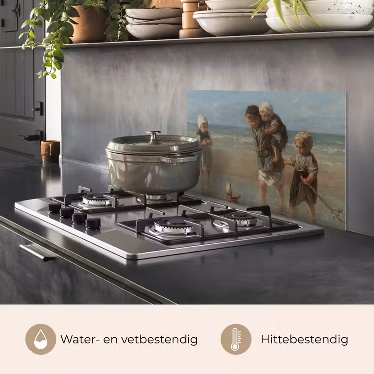 Spatscherm keuken - Kinderen der zee - Schilderij van Jozef Israëls — 2