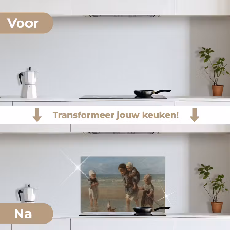 Spatscherm keuken - Kinderen der zee - Schilderij van Jozef Israëls — 7