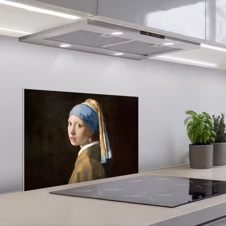 Spatscherm keuken - Meisje met de parel - Schilderij - Oude meesters - Vermeer — 1