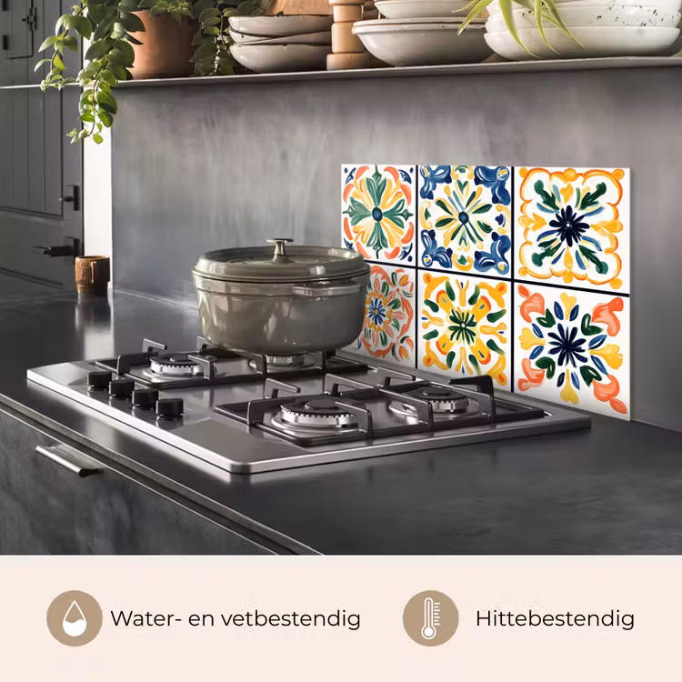 Spatscherm keuken - Spaans - Tegels - Keramiek - Bloemen — 2