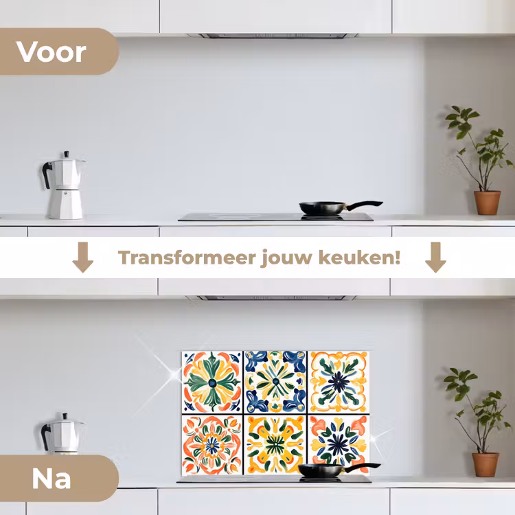 Spatscherm keuken - Spaans - Tegels - Keramiek - Bloemen — 7