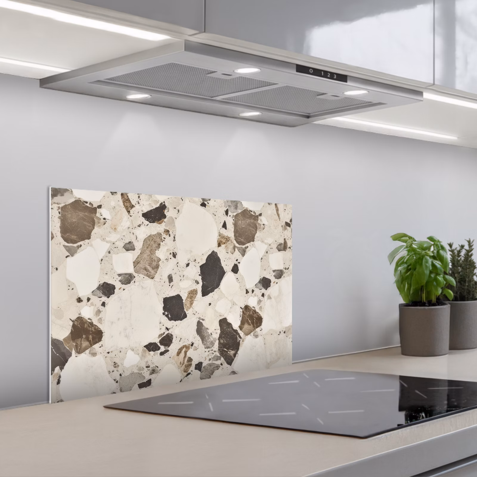 Spatscherm keuken - Neutral - Stenen - Decoratie - Terrazzo — 1
