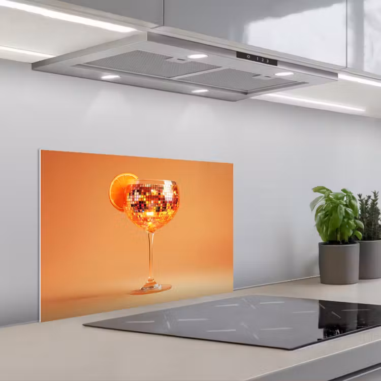Spatscherm keuken - Drank - Oranje - Glitter - Disco — 1