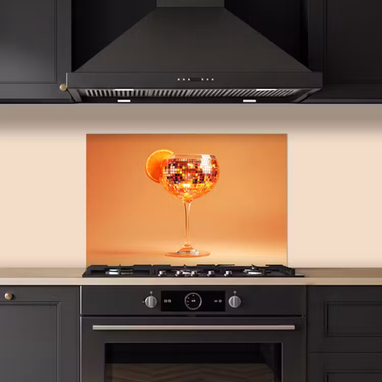 Spatscherm keuken - Drank - Oranje - Glitter - Disco — 5