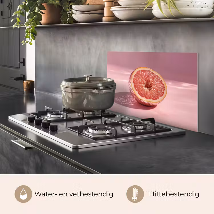Spatscherm keuken - Grapefruit - Roze - Disco - Shiny — 2