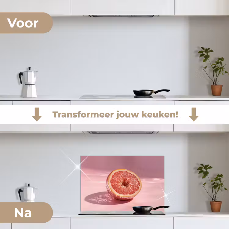 Spatscherm keuken - Grapefruit - Roze - Disco - Shiny — 7