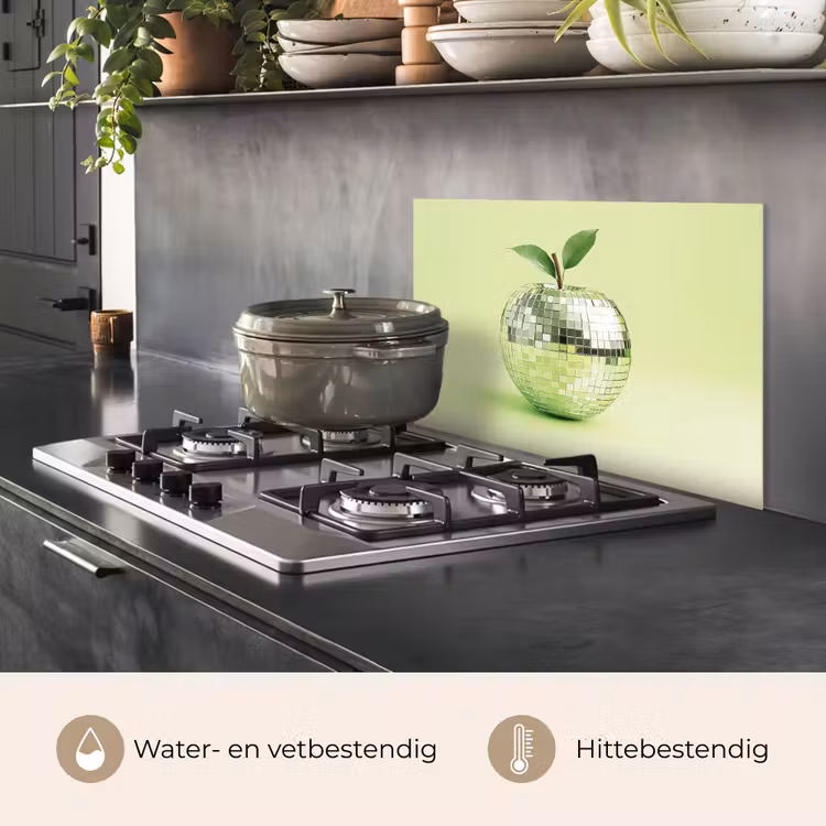 Spatscherm keuken - Groen - Disco - Decoratie - Appel — 2