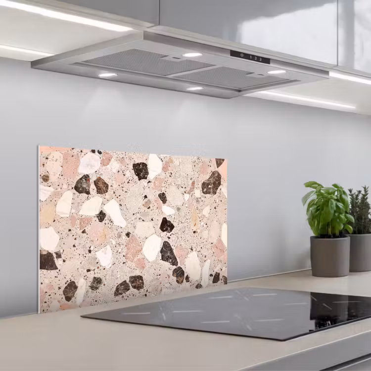Spatscherm keuken - Licht - Roze - Terrazzo - Stenen — 1