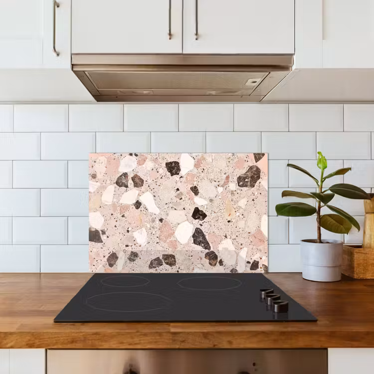 Spatscherm keuken - Licht - Roze - Terrazzo - Stenen — 3