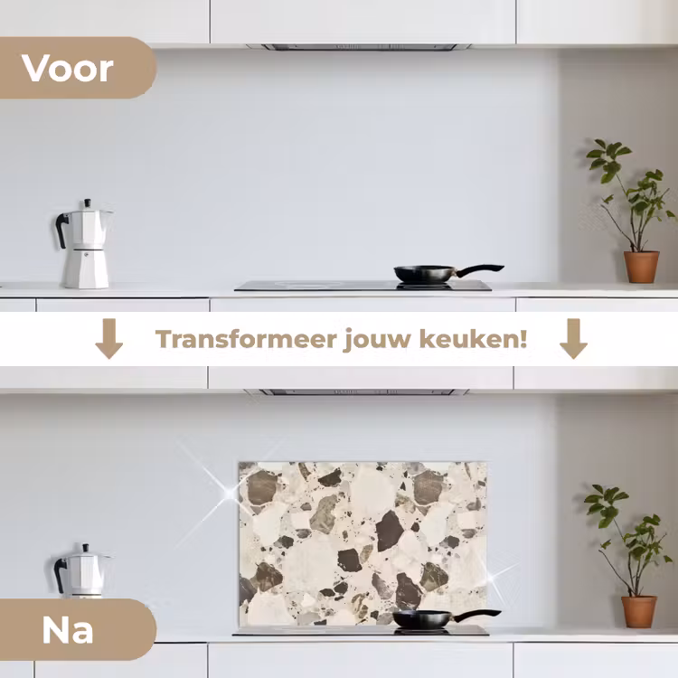 Spatscherm keuken - Neutral - Stenen - Decoratie - Terrazzo — 7