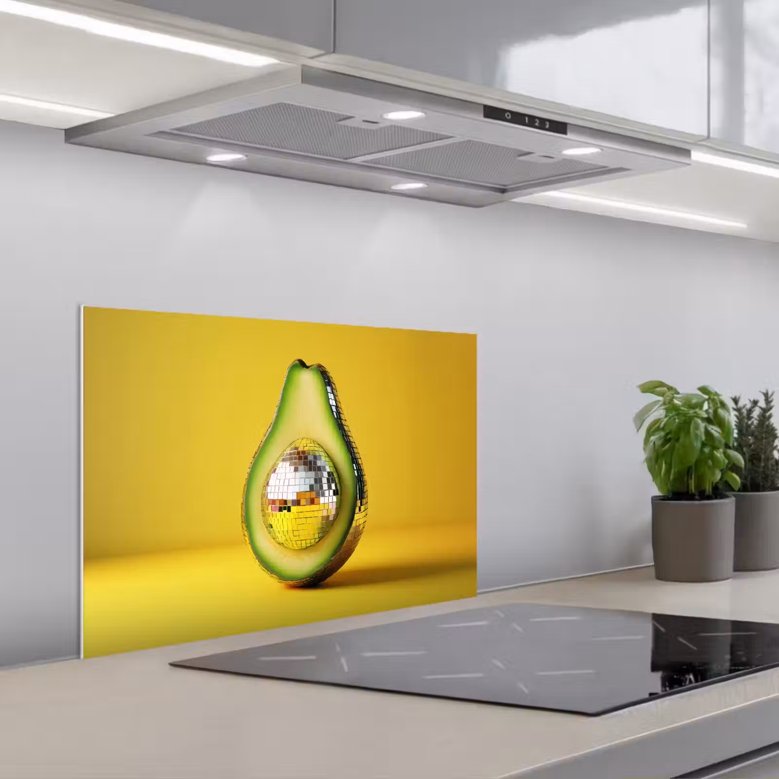 Spatscherm keuken - Avocado - Discobal - Geel - Glitter — 1