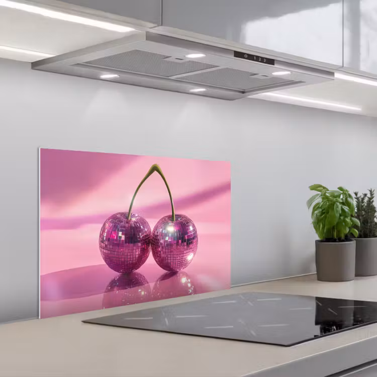 Spatscherm keuken - Glitter - Discobol - Roze - Kersen — 1