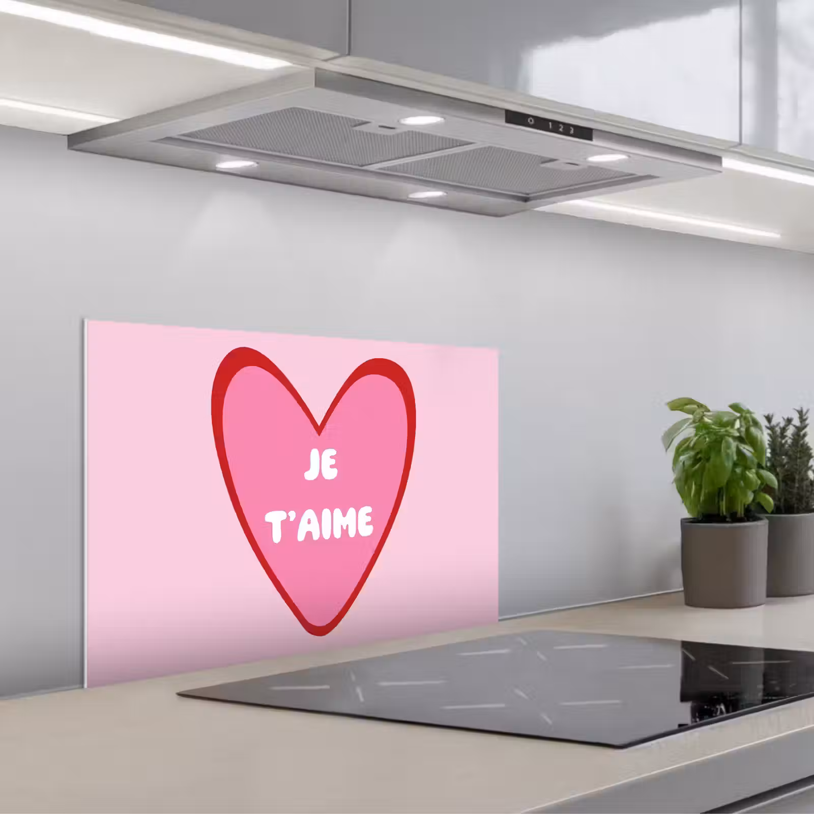 Spatscherm keuken - Hart - Frans - Valentijn - Roze — 1