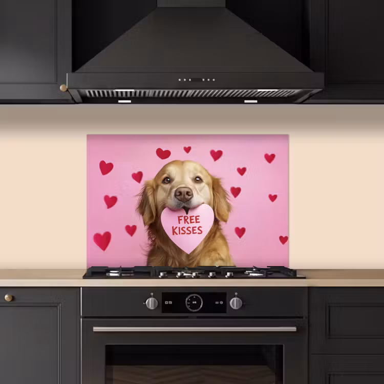 Spatscherm keuken - Hond - Kiss- Valentijn - Hartjes — 5