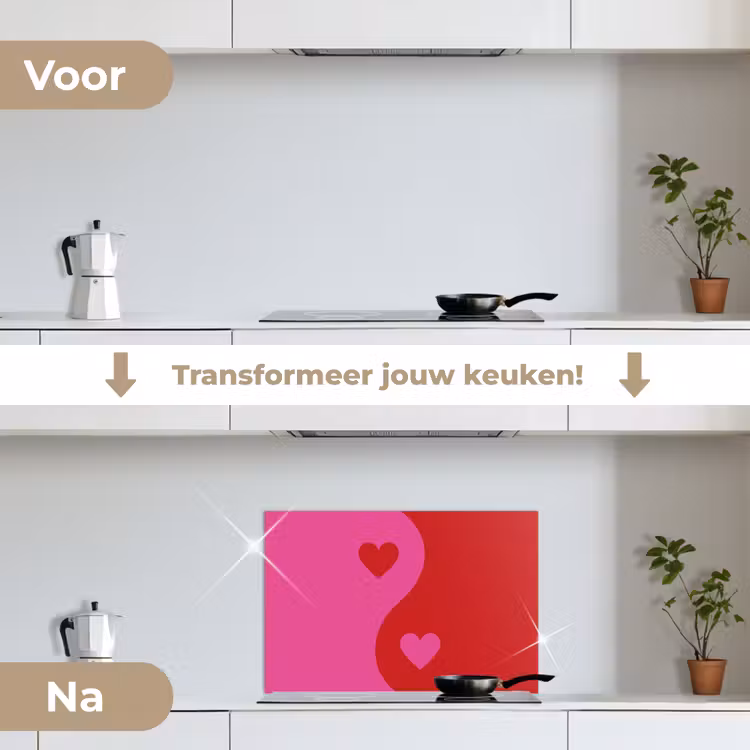 Spatscherm keuken - Minimalistisch - Rood - Roze - Hartjes — 7