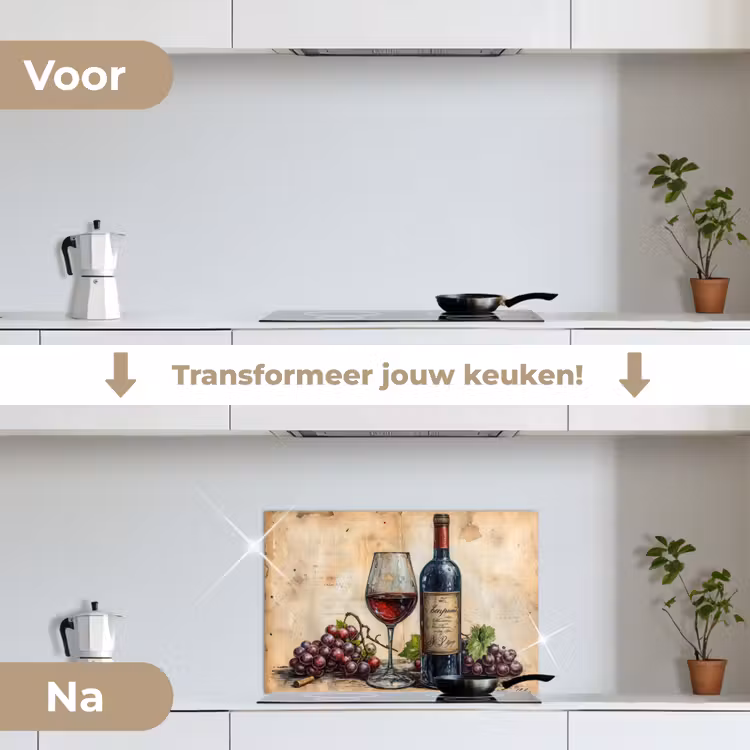 Spatscherm keuken - Stilleven met Wijn en Druiven — 7