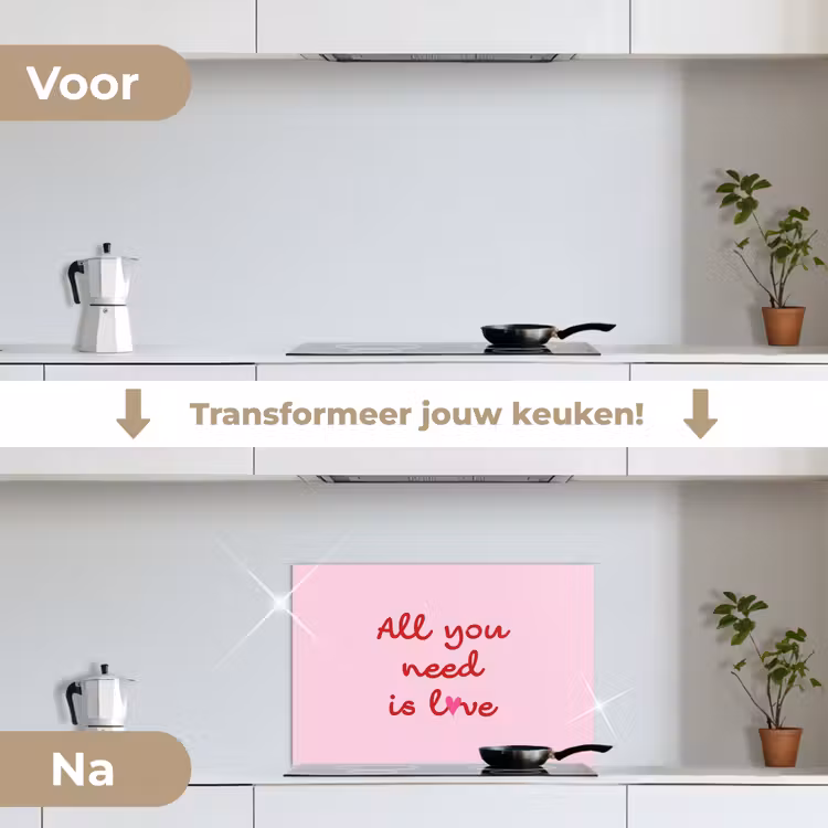 Spatscherm keuken - Tekst - Roze - Love - Hart — 7