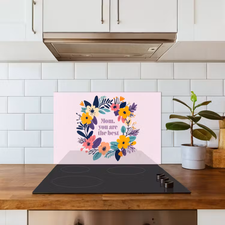 Spatscherm keuken - Bloemenkrans - Kleurrijk - Moeder — 3