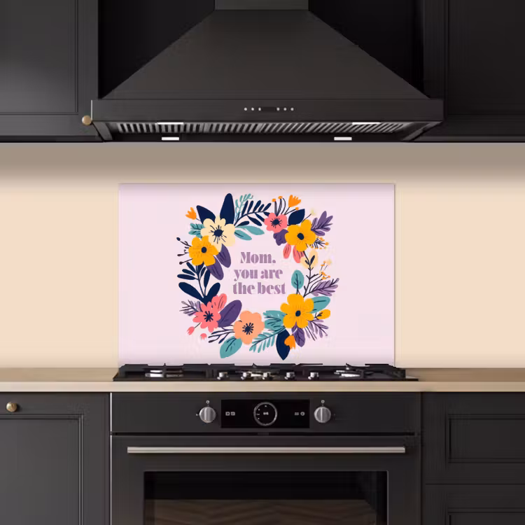 Spatscherm keuken - Bloemenkrans - Kleurrijk - Moeder — 5