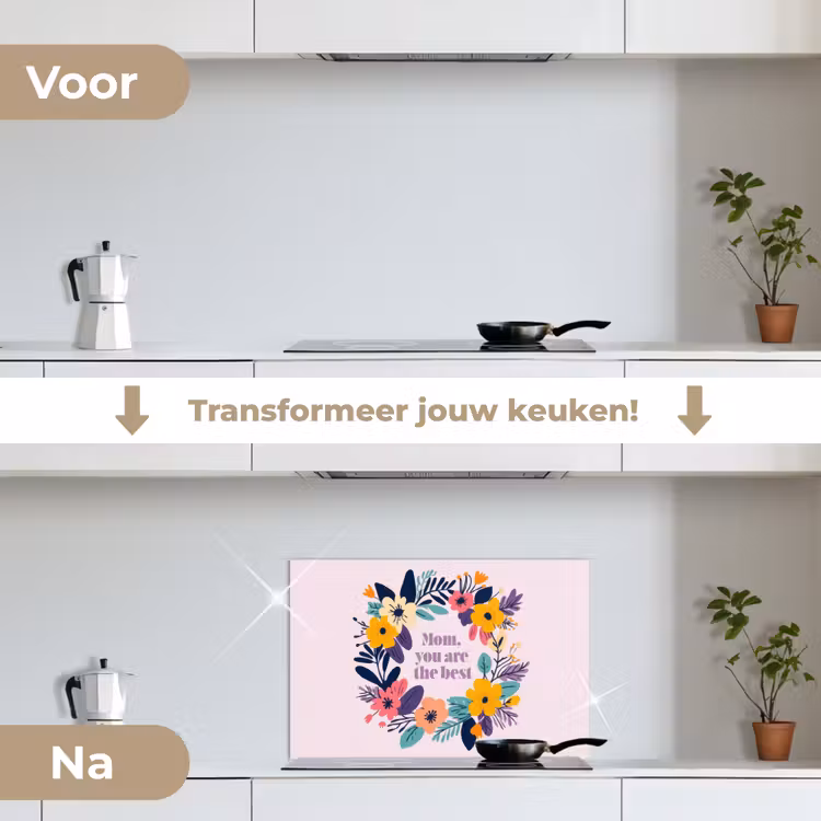 Spatscherm keuken - Bloemenkrans - Kleurrijk - Moeder — 7