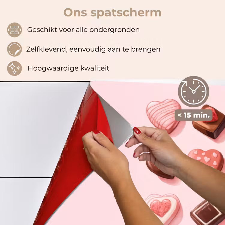 Spatscherm keuken - Chocolaatjes - Hartvormig - Liefste — 4