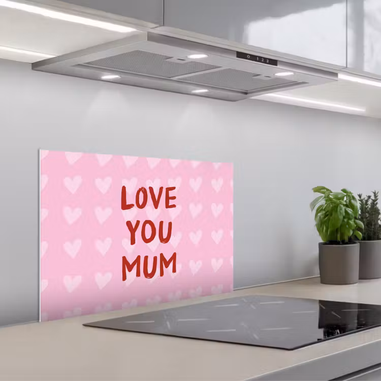 Spatscherm keuken - Love - Quote - Moeder - Rood — 1