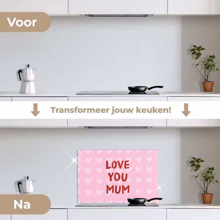 Spatscherm keuken - Love - Quote - Moeder - Rood — 7