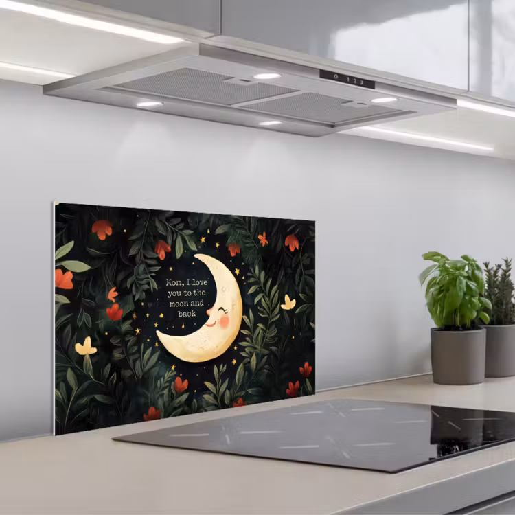 Spatscherm keuken - Maan - Quote - Bloemen - Sterren — 1