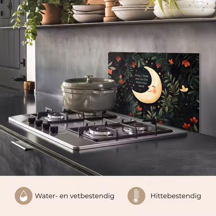 Spatscherm keuken - Maan - Quote - Bloemen - Sterren — 2
