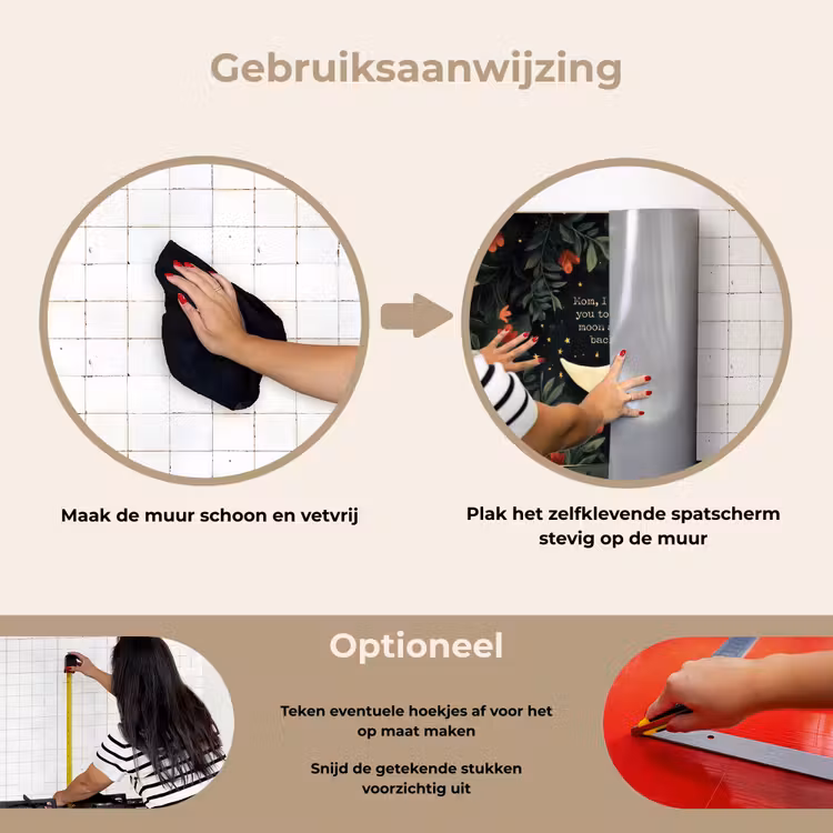 Spatscherm keuken - Maan - Quote - Bloemen - Sterren — 6