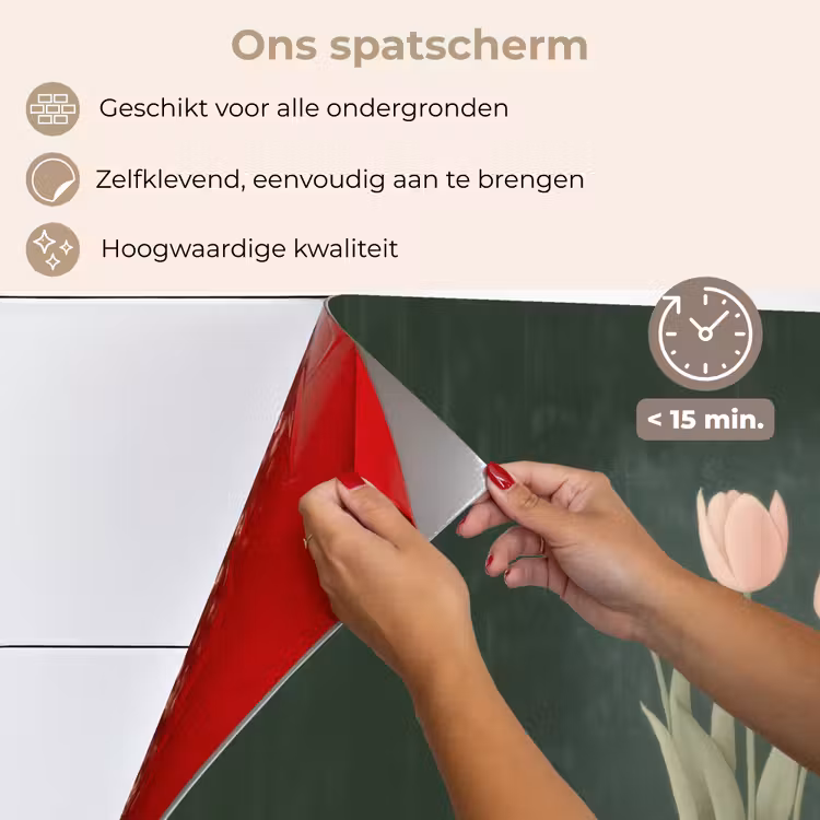 Spatscherm keuken - Tulpen - Roze - Tekst - Love — 4