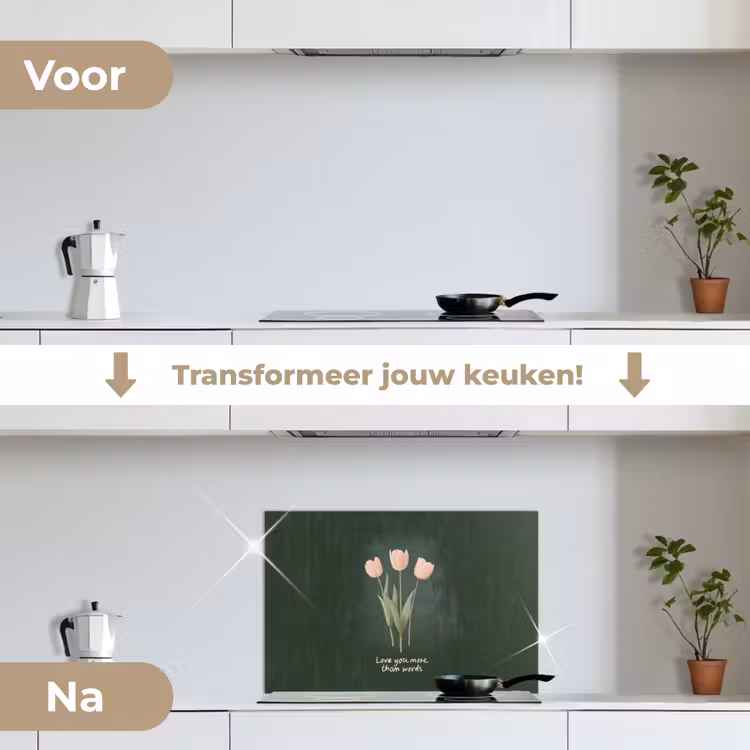 Spatscherm keuken - Tulpen - Roze - Tekst - Love — 7