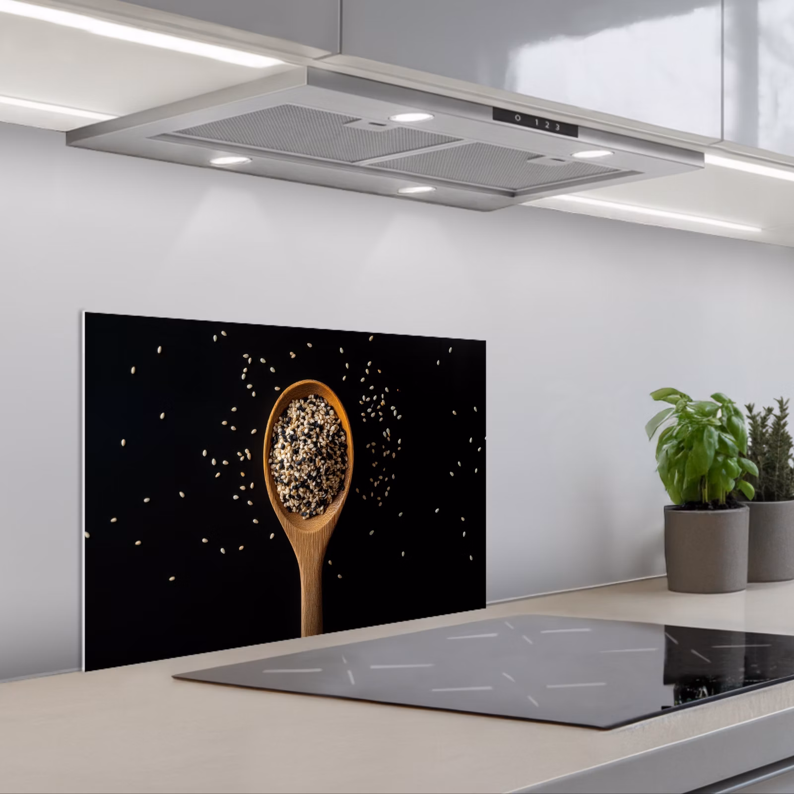 Spatscherm keuken - Sesam - Lepel - Zwart — 1