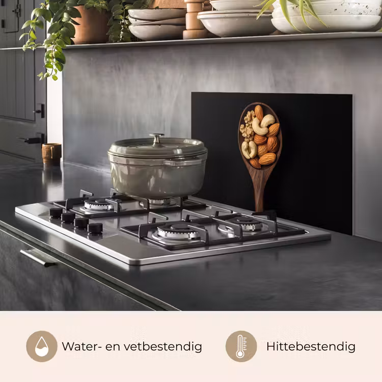 Spatscherm keuken - Hout - Noten - Zwart — 2