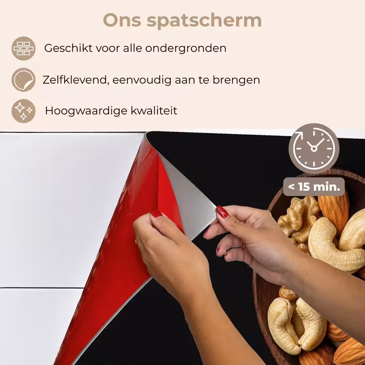 Spatscherm keuken - Hout - Noten - Zwart — 4