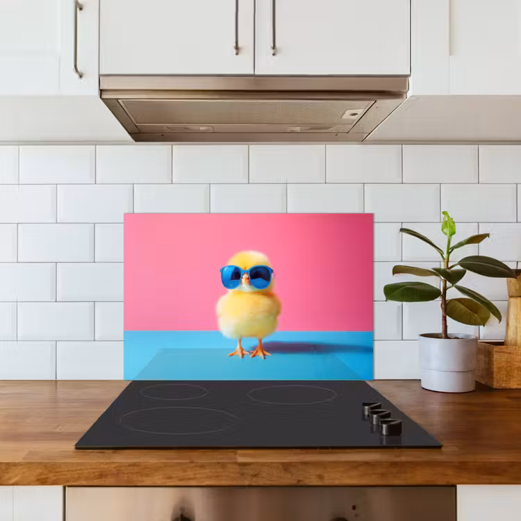 Spatscherm keuken - Kuiken - Zonnebril - Blauw — 3