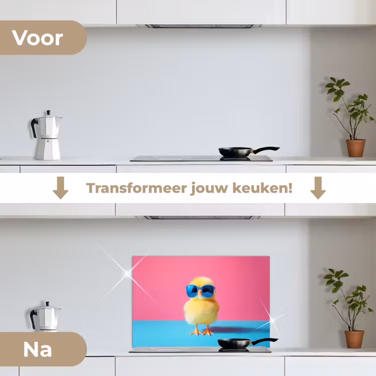 Spatscherm keuken - Kuiken - Zonnebril - Blauw — 7