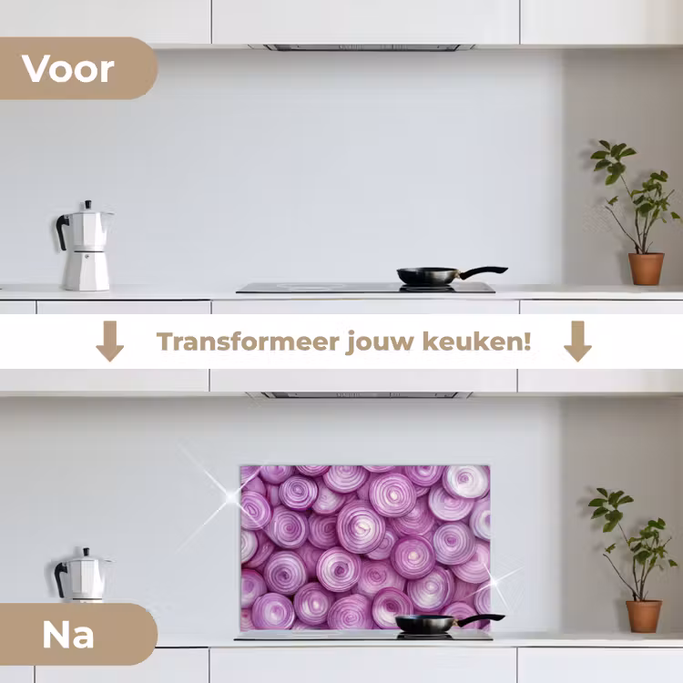 Spatscherm keuken - Paars - Uien - Close up — 7
