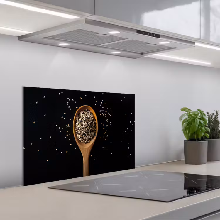 Spatscherm keuken - Sesam - Lepel - Zwart — 1