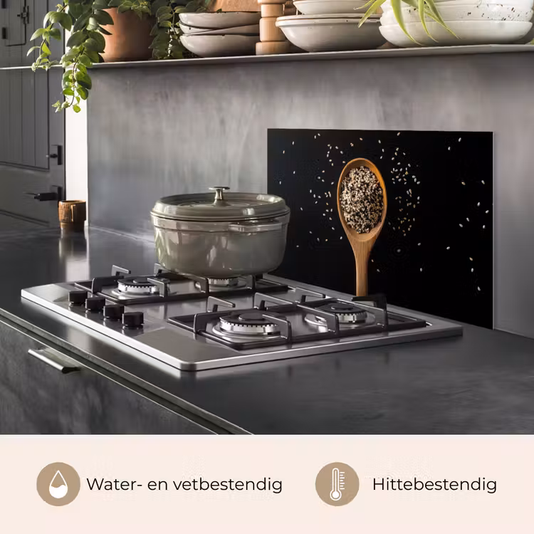 Spatscherm keuken - Sesam - Lepel - Zwart — 2