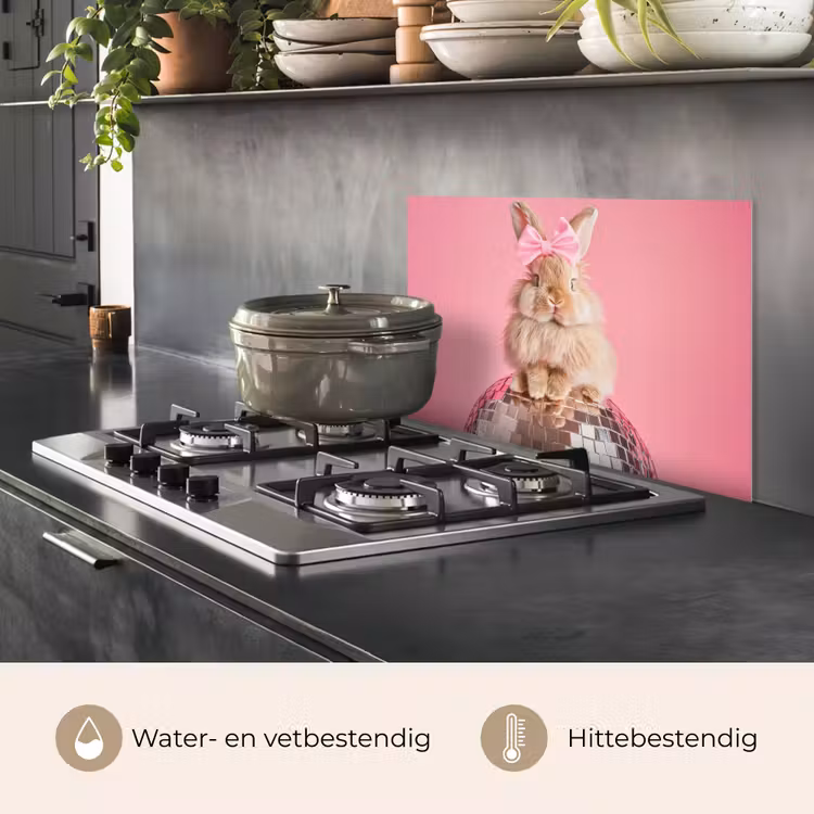 Spatscherm keuken - Strik - Discobal - Konijn — 2
