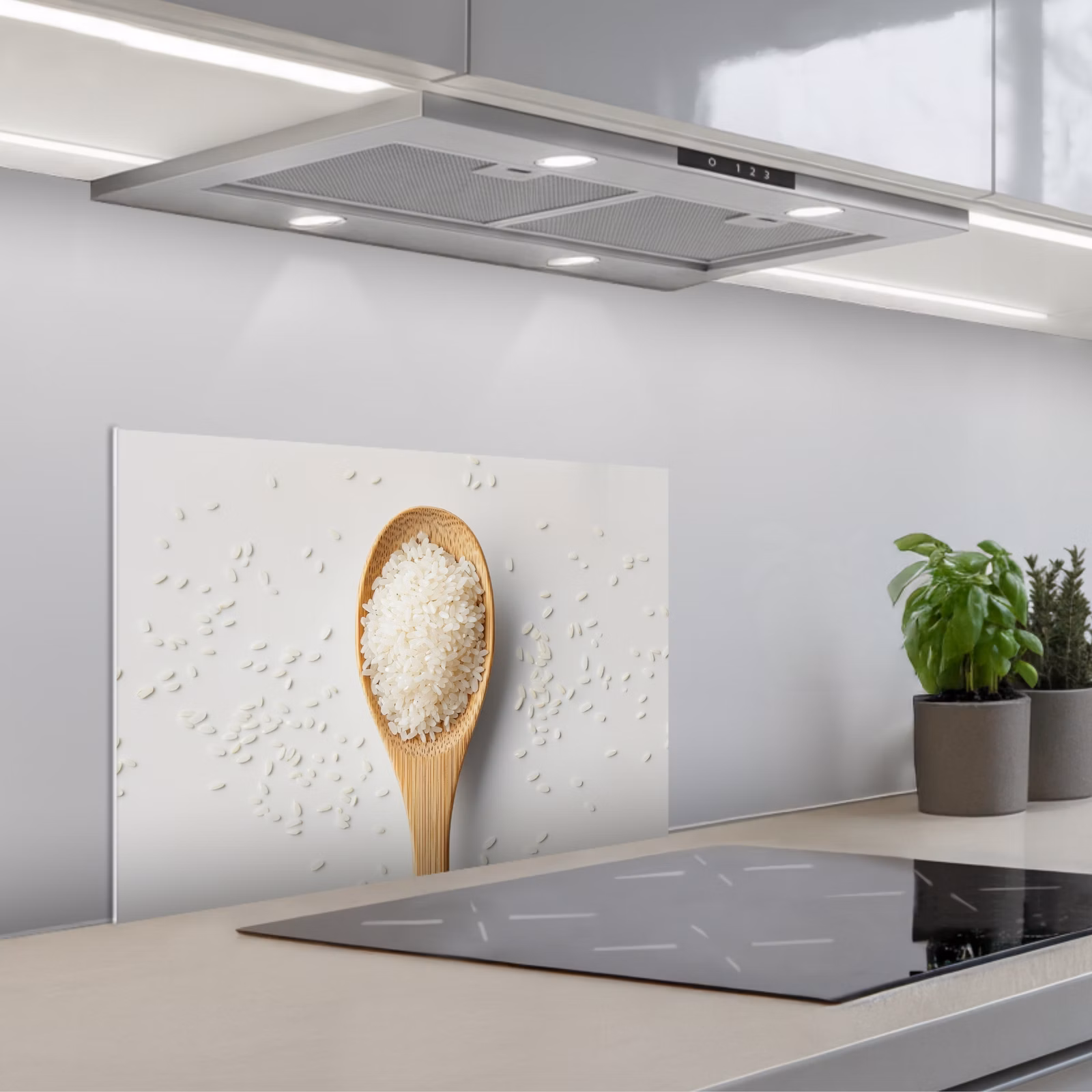 Spatscherm keuken - Hout - Lepel - Rijst — 1